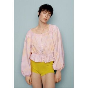 Zara Tie Dye Peasant Blouse